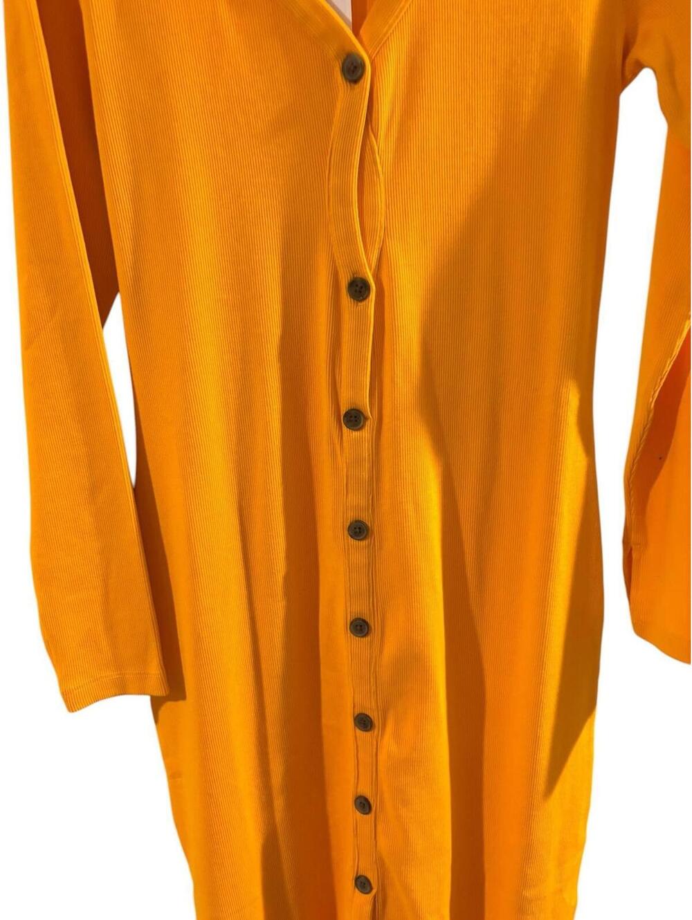 NWT The Drop Ribbed Button Front Midi Dress | Carrot Orange | Size L - Picture 3 of 6